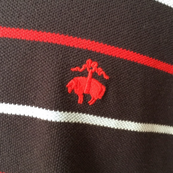 BROOKS BROTHERS NAVY W/RED & BABY BLUE STRIPE POLO - Picture 2 of 4